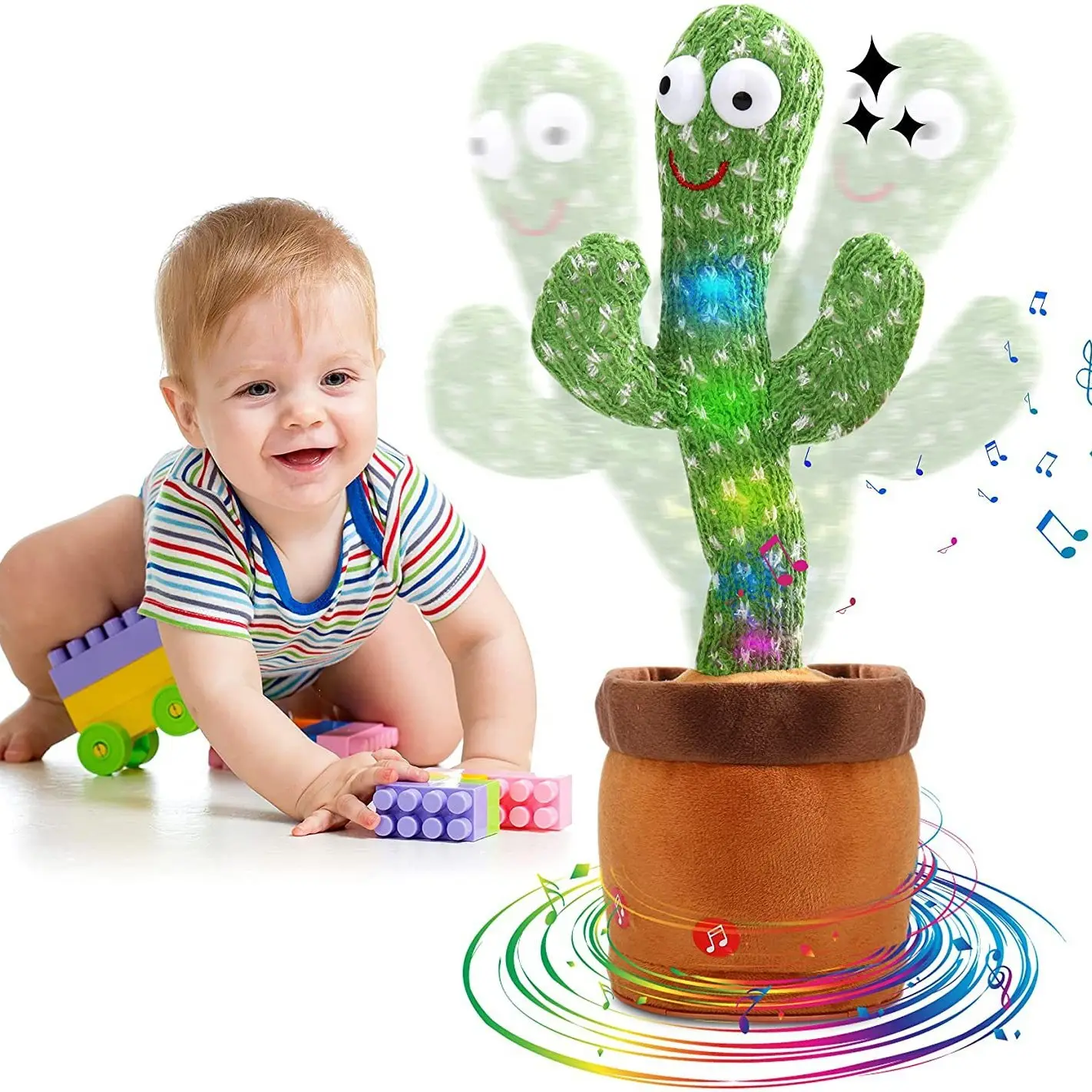 Bébé enfants danse répété parler enregistrement chantant lumineux Cactus Anime peluche jouet éducatif cadeau peluche pour enfants garçon