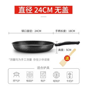 Poêle à frire antiadhésive en granit avec couvercle en verre et poignée ergonomique, compatible induction, pour la cuisine domestique (vente en gros) - Product Image 4