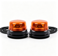 Luz de Baliza LED con Función SYNC, Kit de 2 Piezas, Base Magnética y con Ventosa, ECE R65 R10 IP66 12-24V, Luz Estroboscópica de Advertencia para Vehículos