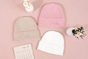 Gorro de lana elástico con puños tejidos para otoño/invierno, con lazos y estampado de camuflaje, logotipo personalizado, para hombre y mujer - Product Image 2