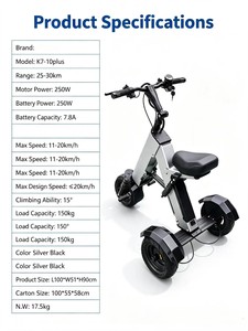 Nuevo Scooter Eléctrico Plegable de 3 Ruedas con Motor sin Escobillas LED, Aluminio Resistente, Baja Velocidad, Triciclo Eléctrico Compacto, Alcance de 25-30 km, 150 kg - Product Image 4
