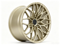 Jantes en alliage forgé sur mesure 1 pièce en satin doré, à rayons multiples en Y, 18, 19, 20, 21 pouces, 5x112, 5x114.3, 5x120 pour voiture de sport