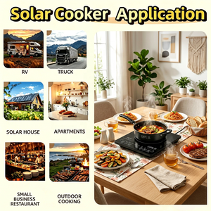 Nieuwe enkelvoudige batterij-aangedreven elektrische commerciële zonne-energie DC 12V/24V/48V inductiekookplaat slimme hotpot-kachel - Product Image 4