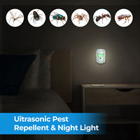 Répulsif Électromagnétique Ultrasonique Écologique Anti-Rongeurs en ABS à Brancher, Mini Veilleuse pour Maison et Bureau Intérieur