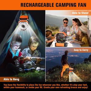 Portable 20000mAh Rechargeable Outdoor Camping <b>Fan</b> USB Table <b>Fan</b> With LED Light and Power Bank for Tents - Product Image 3