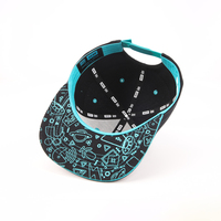 Kustom logo hitam bordir datar di bawah pinggiran cetak Hip Hop topi Snapback Gorra untuk pria wanita