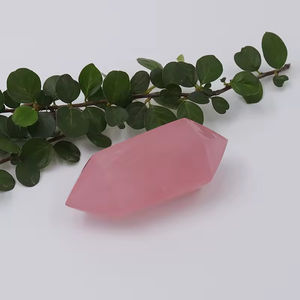 Venta al por mayor de Columnas de Cuarzo Rosa Natural de Doble Punta, Torre de Cristal Fantasma, Piedra de Ágata Roja para regalo - Product Image 4