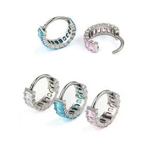 Anillo de Nariz de Aleación de Titanio F136, Anillo de Azúcar de Hielo, Anillo Cerrado con Circonita Brillante de Colores, Joyería de Titanio G23 para Piercing de Oreja, Regalo - Product Image 2