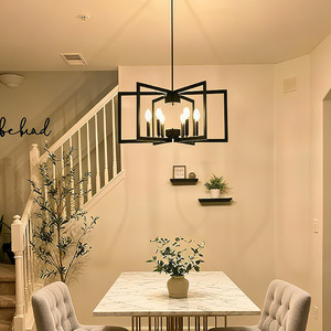 Black Geometric Pendant <b>Light</b> <b>Square</b> Iron Chandelier E26 LED Bulb For Kitchen Entryway Modern Industrial <b>Ceiling</b> Lighting - Product Image 4