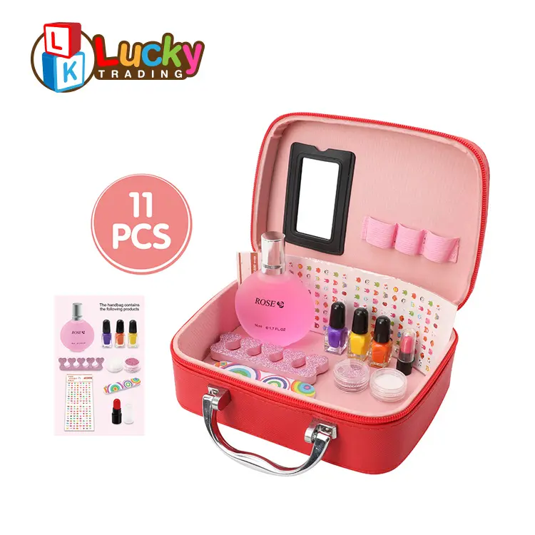 Kinder Make-Up Kit Parfum Lippenstift Pull-Off Milieuvriendelijke Nagellak Diy Make-Up Borstel Set Wenkbrauw Potlood Ketting Tattoo