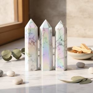 Vente en gros CrystalHola : Pointe de pierre de pin blanc électroplaquée Aura, élégante, tendance Feng Shui, apaisante pour la décoration de la maison et du bureau - Product Image 4