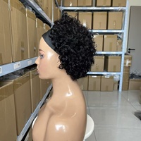 Perruque bandeau tressée couleur naturelle 100% cheveux humains brésiliens 6 pouces sans colle sans dentelle facile à porter au quotidien pour femmes