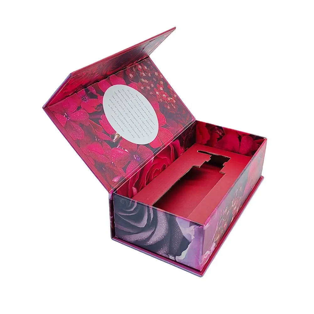 Cadeaux coûteux en forme de livre en carton enduit de couleur rose violet foncé de Style de luxe noir pour les fêtes de filles pour les fêtes d'anniversaire