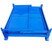 Caisse en acier galvanisé carrée robuste pour transport de palettes, pliable, pour entrepôt