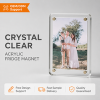 Cadre photo magnétique carré décoratif en acrylique pour réfrigérateur - Décoration d'intérieur double face étanche avec aimant intégré pour réfrigérateur