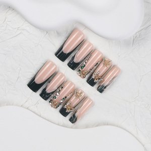 24pcs ABS Coffins Personnalisé Noir Papillon Français Diamants Presse sur <span class=keywords><strong>Ongles</strong></span> Vente en Gros <span class=keywords><strong>Produit</strong></span> du Fabricant <span class=keywords><strong>Faux</strong></span> <span class=keywords><strong>Ongles</strong></span> - Product Image 2