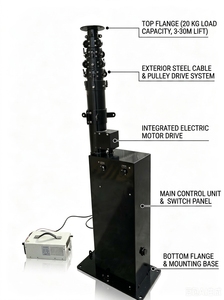 Mástil Telescópico Motorizado de 15 a 20 m, Carga Superior de 20 kg, Adecuado para Seguridad y Monitoreo de Fronteras - Product Image 2