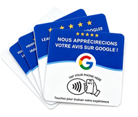 Carte de table NFC en acrylique 12 cm pour avis Google, espagnol, italien, français, 213 13,56 MHz, panneau intelligent Tap to Review pour restaurants