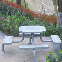 Table de pique-nique carrée en acier commercial public extérieur banc école extérieur Restaurant jardin patio table à manger et chaise en métal