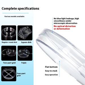 Hidangan Petri plastik sekali pakai, kejelasan tinggi steril 90mm 60mm PS disinfektan untuk penggunaan budaya sel laboratorium - Product Image 2