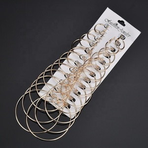 קל ללבוש מעורב גדלים 2cm כדי 7.5cm 12 זוגות עגילי חישוק זול כסף וזהב עגיל סטים - Product Image 2