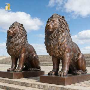 Statue de lion en bronze décorative d'extérieur RELONG, sculpture de gardien à vendre - Product Image 2