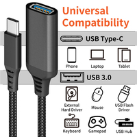 Nuevo Cable USB 3.1 Tipo-C Macho-Hembra con Adaptador RCA, Revestimiento de PVC y Blindaje Trenzado para Computadora, Disponible en Stock
