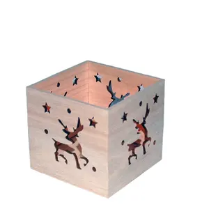 Best-selling Rectangle Deer Engraved Wooden X'mas Ornament