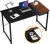 Table d'ordinateur portable pliable moderne avec tiroir de rangement pour bureau à domicile, bureau et salon