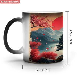 Taza Blanca de Cerámica de 11 oz, Taza Mágica que Cambia de Color con el Calor, Diseño de Pintura Plana 2D - Product Image 1