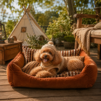 Canapé-lit pour animaux de compagnie en velours côtelé XL, luxueux et écologique, très vendu, pour chats et chiens. Coussins amovibles et lavables, design durable.
