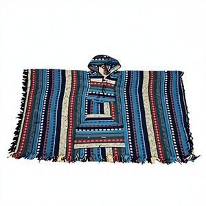 Ponchos de Invierno Largos de Algodón 100% Tejido, Unisex, con Capucha y Bolsillo, Diseño a Rayas Transpirable, Corte Holgado, Venta al Por Mayor - Product Image 1