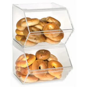 Boîte à pain en acrylique, pièces, vitrine Bagel avec connecteurs pour la capacité d'empilage