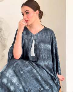 Dresses phụ nữ Phụ nữ dài in Nửa tay áo Thổ Nhĩ Kỳ kaftan cộng với kích thước ăn mặc bãi biển màu xanh Bìa <span class=keywords><strong>UPS</strong></span> cho phụ nữ - Product Image 5