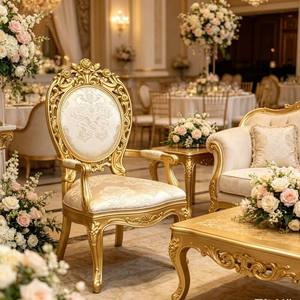Silla de Banquete de Lujo Tallada, Silla de Comedor Tapizada para Bodas, Fiestas y Eventos de Hotel - Product Image 6