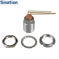 Connecteur aviateur Sinztion série B ECG circulaire push-pull autobloquant, à broche coudée longue de 90°, pour soudure sur circuit imprimé, avec double écrous