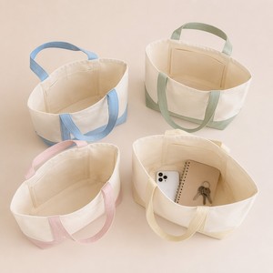 Bolsa de Compras de Lona de Algodón Personalizada al por Mayor con Logotipo Bordado, Reutilizable, Lisa, Pequeña, Mini, Color <span class=keywords><strong>Azul</strong></span> Menta, Rosa, Color Caramelo, para Regalo - Product Image 4