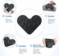 OEM 4 pièces de patins de tapis en forme de cœur, antidérapants en PU réutilisables et lavables, avec ruban adhésif double face sans résidus pour sols en bois dur