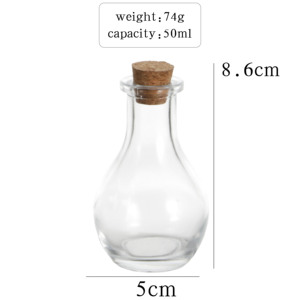 Pot <span class=keywords><strong>en</strong></span> <span class=keywords><strong>verre</strong></span> transparent de 50 ml avec couvercle <span class=keywords><strong>en</strong></span> liège - <span class=keywords><strong>Contenant</strong></span> <span class=keywords><strong>en</strong></span> <span class=keywords><strong>verre</strong></span> unique pour bonbons - Product Image 2