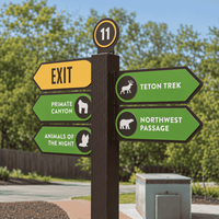 Signalisation directionnelle extérieure personnalisée pour campus scolaire avec flèches pour bâtiments et zones de stationnement