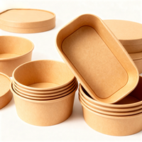 Bol à salade, bol à nouilles coréennes, bol à repas jetable compostable en papier kraft épais écologique, film imperméable, 1300 ml