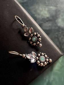 Trendy Oxidized Monalisa Stone Light Weight Earring for Women Silver Finish Ethnic Style Fashionable <b>Jewellery</b> Mainly Made Brass - Product Image 3