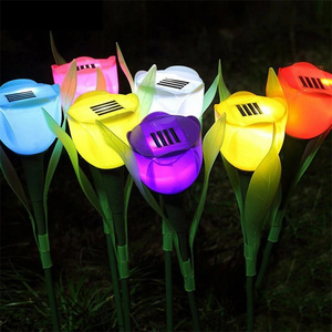 <span class=keywords><strong>Luz</strong></span> LED <span class=keywords><strong>Artificial</strong></span> de tulipán rosa para exteriores, iluminación decorativa con energía Solar, para Festival, jardín, oferta - Product Image 1