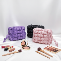 Pochette à maquillage personnalisée avec logo, couleur unie, fermeture éclair, organiseur de cosmétiques, sac de rangement grande capacité