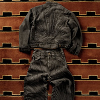 Veste en jean épaisse et oversize pour homme, avec étiquette tissée au col, style streetwear, épaules tombantes, idéale pour l'hiver et le travail