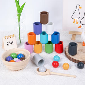 Jouet <span class=keywords><strong>de</strong></span> bureau multifonctionnel pour l'éducation <span class=keywords><strong>de</strong></span> la petite enfance 12 <span class=keywords><strong>boules</strong></span> <span class=keywords><strong>de</strong></span> bois Tasses <span class=keywords><strong>de</strong></span> tri des couleurs pour les 5 à 7 ans - Product Image 3