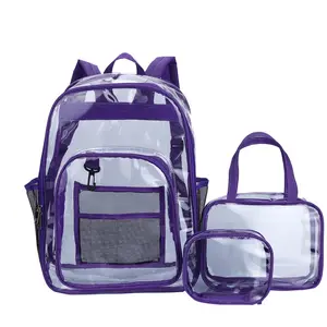 Großhandel Klare transparente PVC-Tasche Bücher tasche Student Outdoor-Schult asche Travel Pvc Transparenter klarer Rucksack für Mädchen