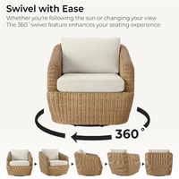 Ensemble de conversation en rotin PE pour l'extérieur 360 °   Ensemble de canapés en rotin pivotants pour patio, idéal pour jardin, villa, bord de piscine