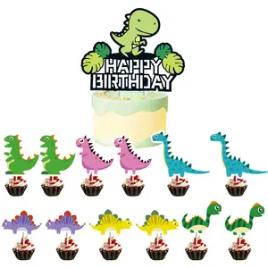 Haute qualité dessin animé dinosaure cupcake toppers cuisson gâteau drapeaux décoration pour enfants dessert table décoration fournitures en gros