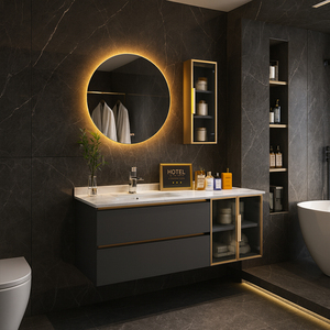 Phòng tắm sang trọng Vanity Set treo tường phòng tắm nội các nhà thầu Vanity Nhà cung cấp Ý phòng tắm Vanity với bồn rửa - Product Image 2